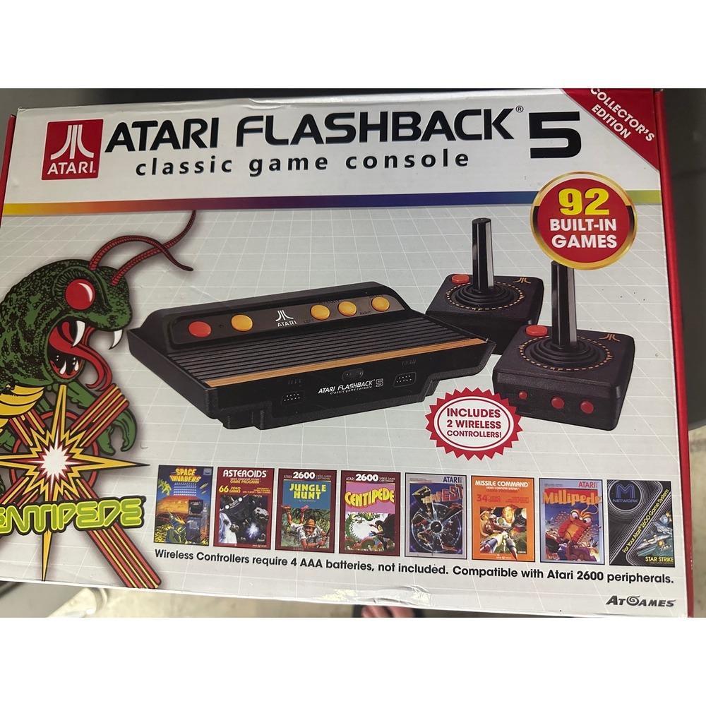 Atari Flashback 5 Classic Game Console 92 Built-In Games 2 Wireless Joysticks